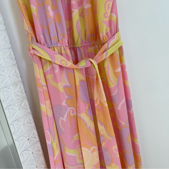 ASOS Retro Floral Halter Belted Mod Maxi Dress - Picture 4 of 16